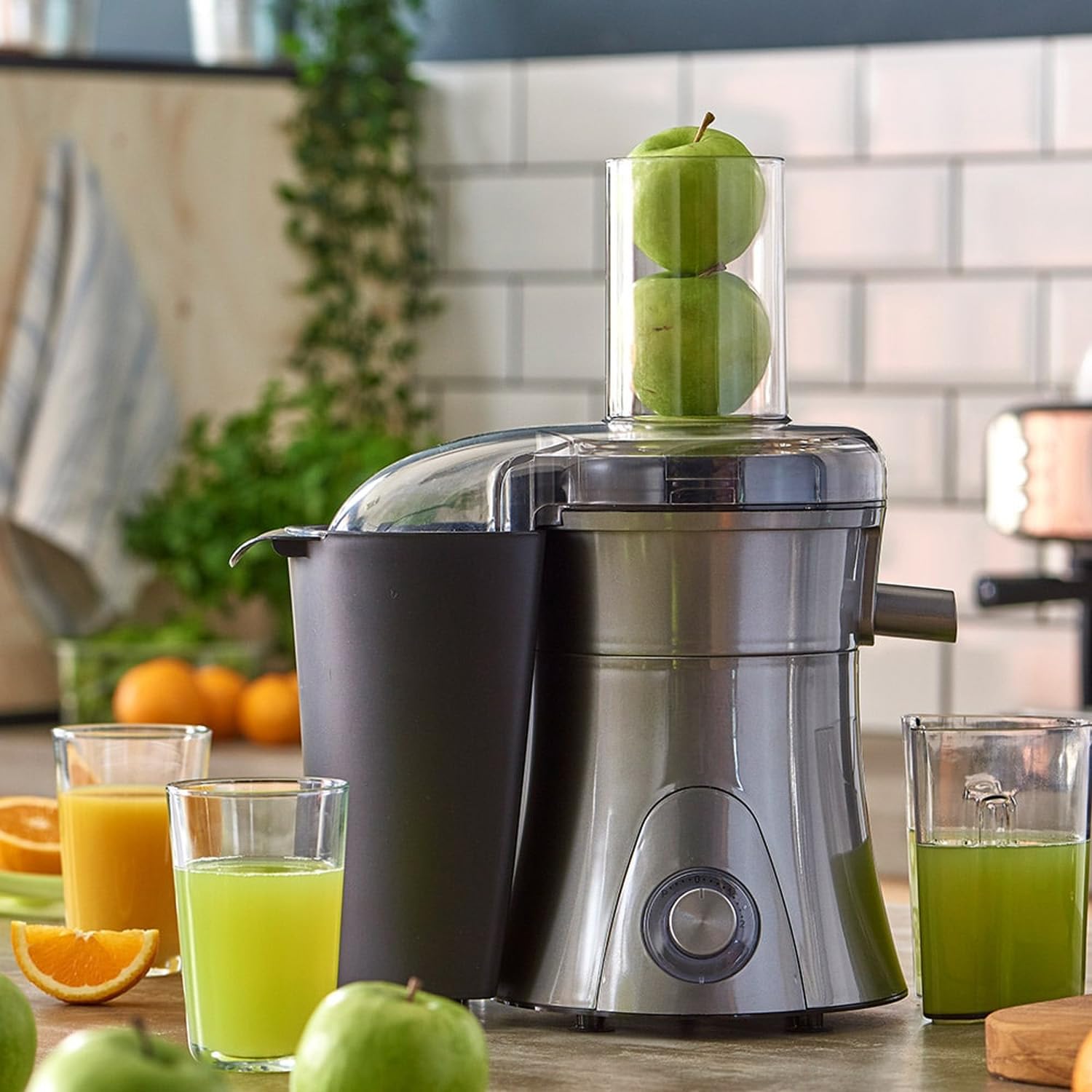 Avilia Estrattore Elettrico 800W con 2 Velocità e Modalità Turbo - Potente e Versatile per Succhi Freschi | Incluse Caraffe da 500ml e 1,5L Contenitore Rifiuti 1.5L