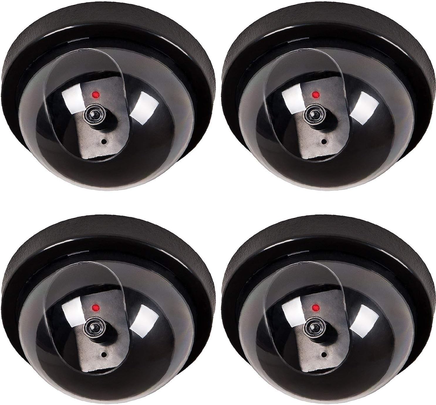 ANUGRAH MART 4 Pieces Dummy CCTV Dome Camera with Blinking Red LED Light for Home Or Office Security Camera ( Black )