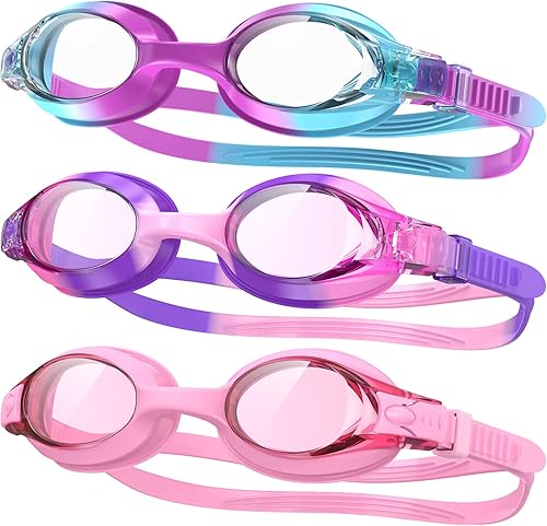 Miniatura 9 de findway Gafas de natación para niños, antivaho y sin fugas, para niñas de 3 a 14 años 1-azul Rojo+azul Amarillo,Paquete de 3 -