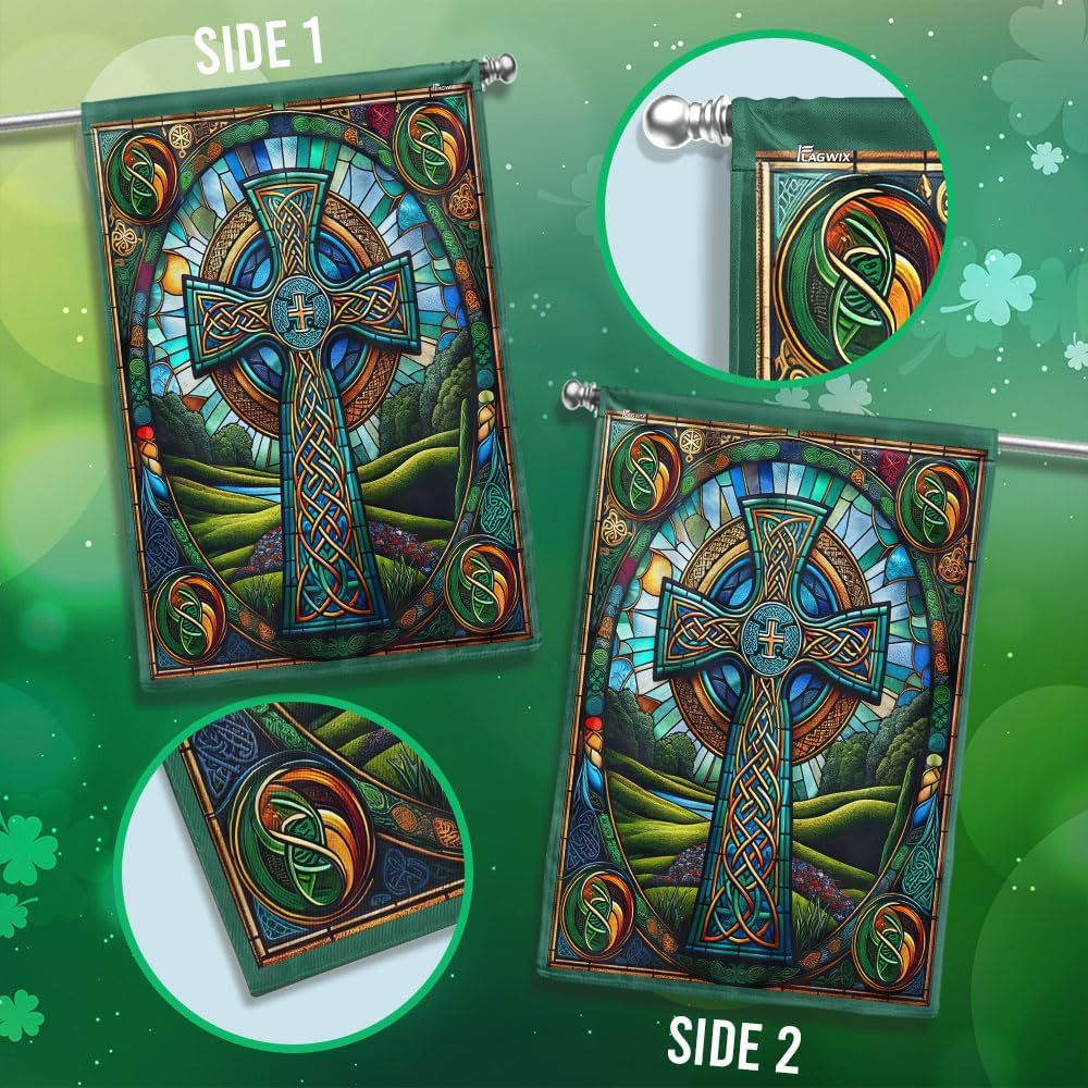 American Flag-Irish Celtic Cross Flag TQN2531F, Garden Flag (11.5" x 17.5")-USA Flags Premium Polyester-Decorative Indoor Outdoor Flag