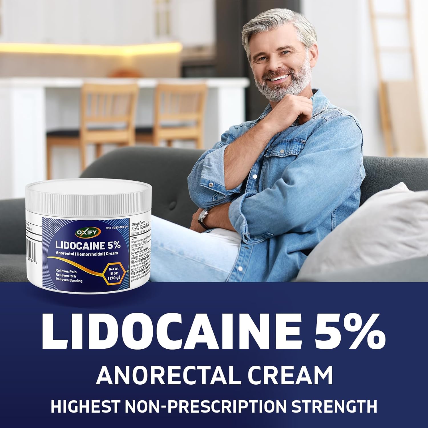 Oxify 5% Lidocaine Anorectal Cream for Hemorrhoids – Fast-Acting Lidocaine Cream for Itch Relief | 6oz (170g)