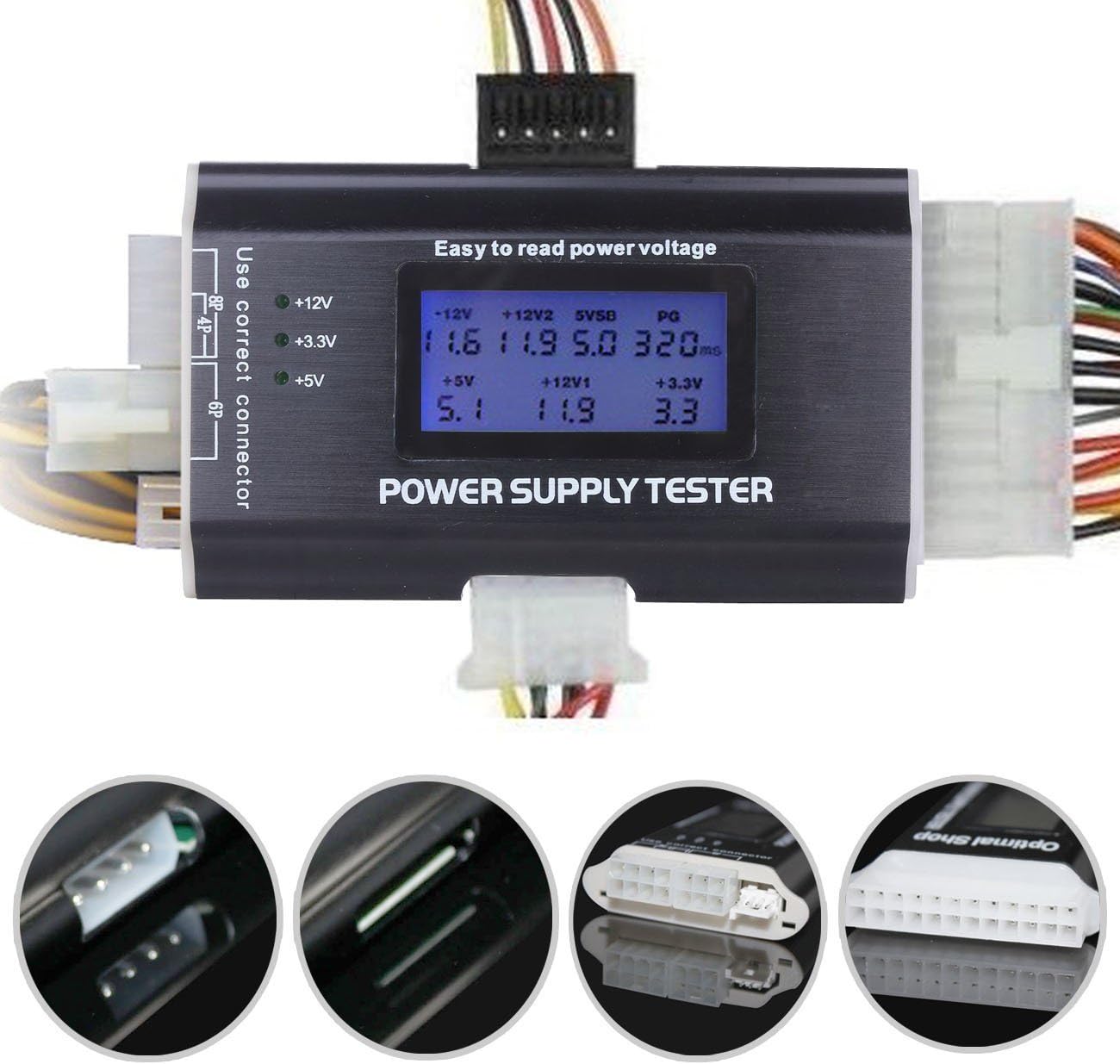 LEAGY 20/24 4/6/8 PIN 1.8" LCD Computer PC Power Supply Tester for SATA,IDE,HDD,ATX,ITX,BYI Connectors