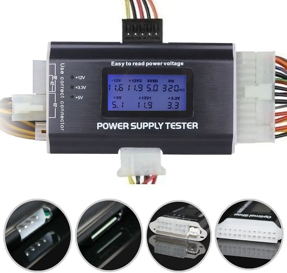 20/24 4/6/8 PIN 4.6 cm LCD computador PC Testador de fonte de alimentação para SATA, IDE, HDD, ATX, ITX e BYI
