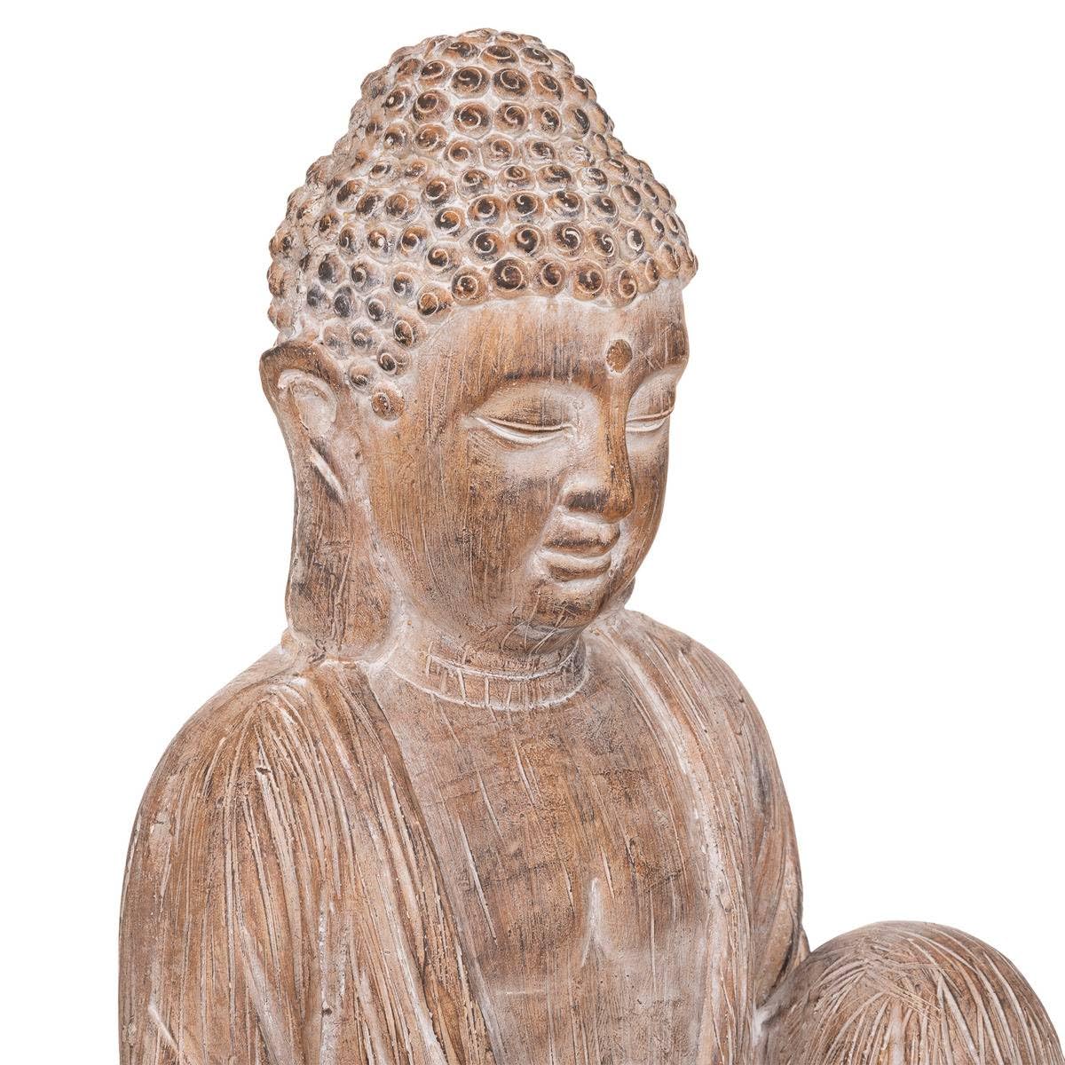 Statue décorative Bouddha en magnésie Effet Bois H 67 cm intérieur ou extérieur - Atmosphera