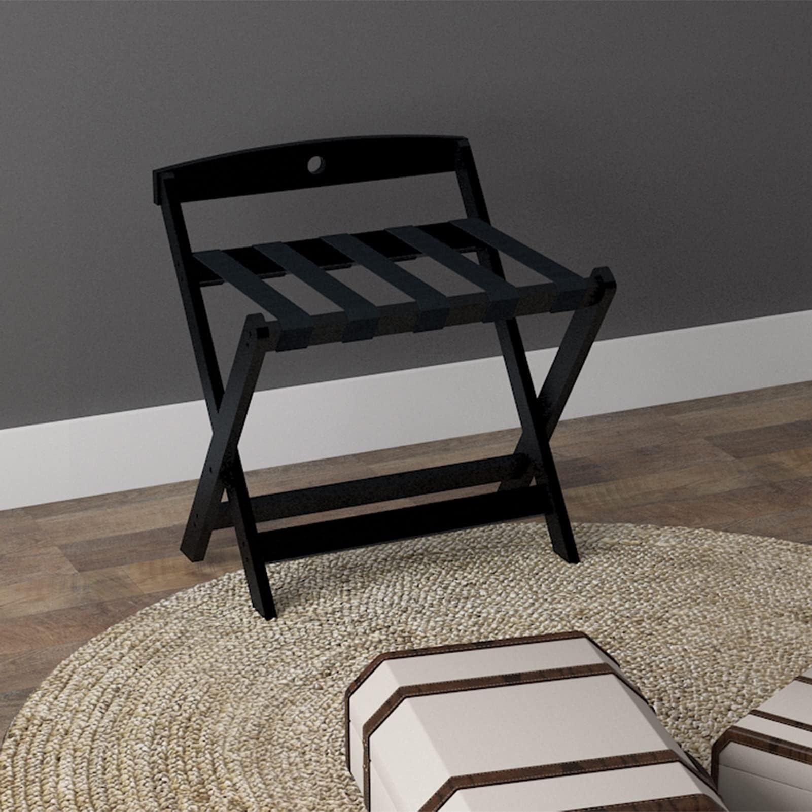Porte-bagages pliant en bois de hêtre 60x50x60cm pour valises
