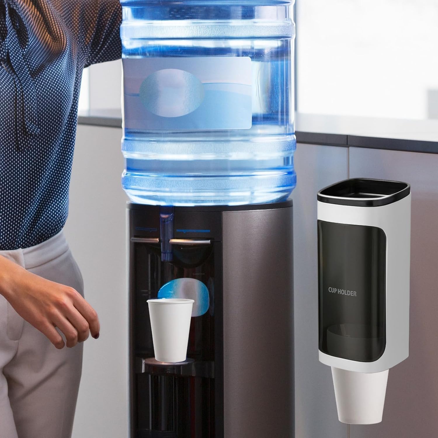 Distributeur de gobelets en papier – Porte-gobelet en plastique sans perçage for refroidisseur d'eau, support de gobelets à emporter facile à installer, porte-gobelet de café for salon, salle à manger