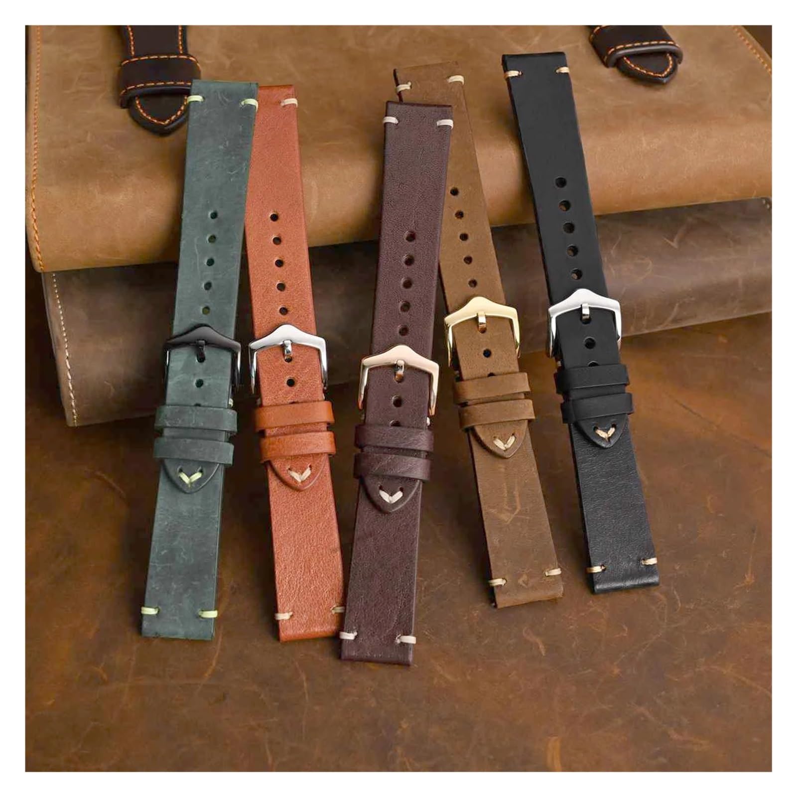 Bracelet de montre en cuir véritable 18 22mm, noir, vert, marron, adapté à la intelligente