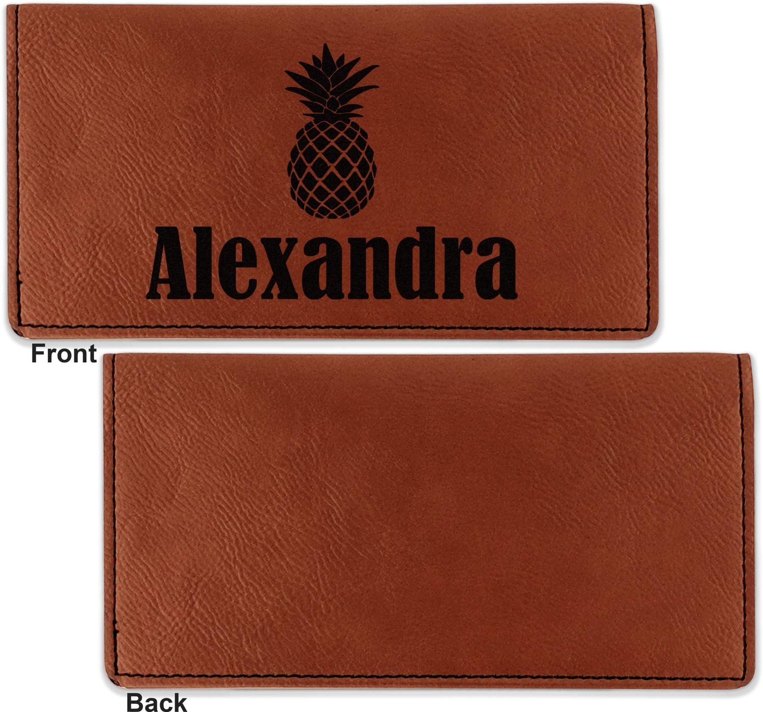 RNK Shops Personalized Pineapples Leatherette Checkbook Holder - Single Sided