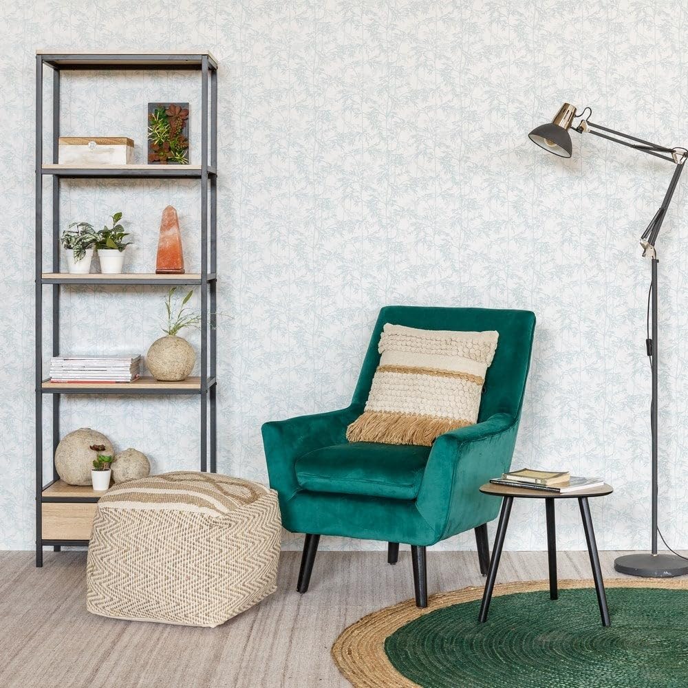 LOLAhome - Estantería Industrial de Metal Negro y Madera con 1 cajón y 4 estantes de 60x180x30 cm Libros o Figuras en el salón combina Resistencia y un diseño Moderno Atrevido