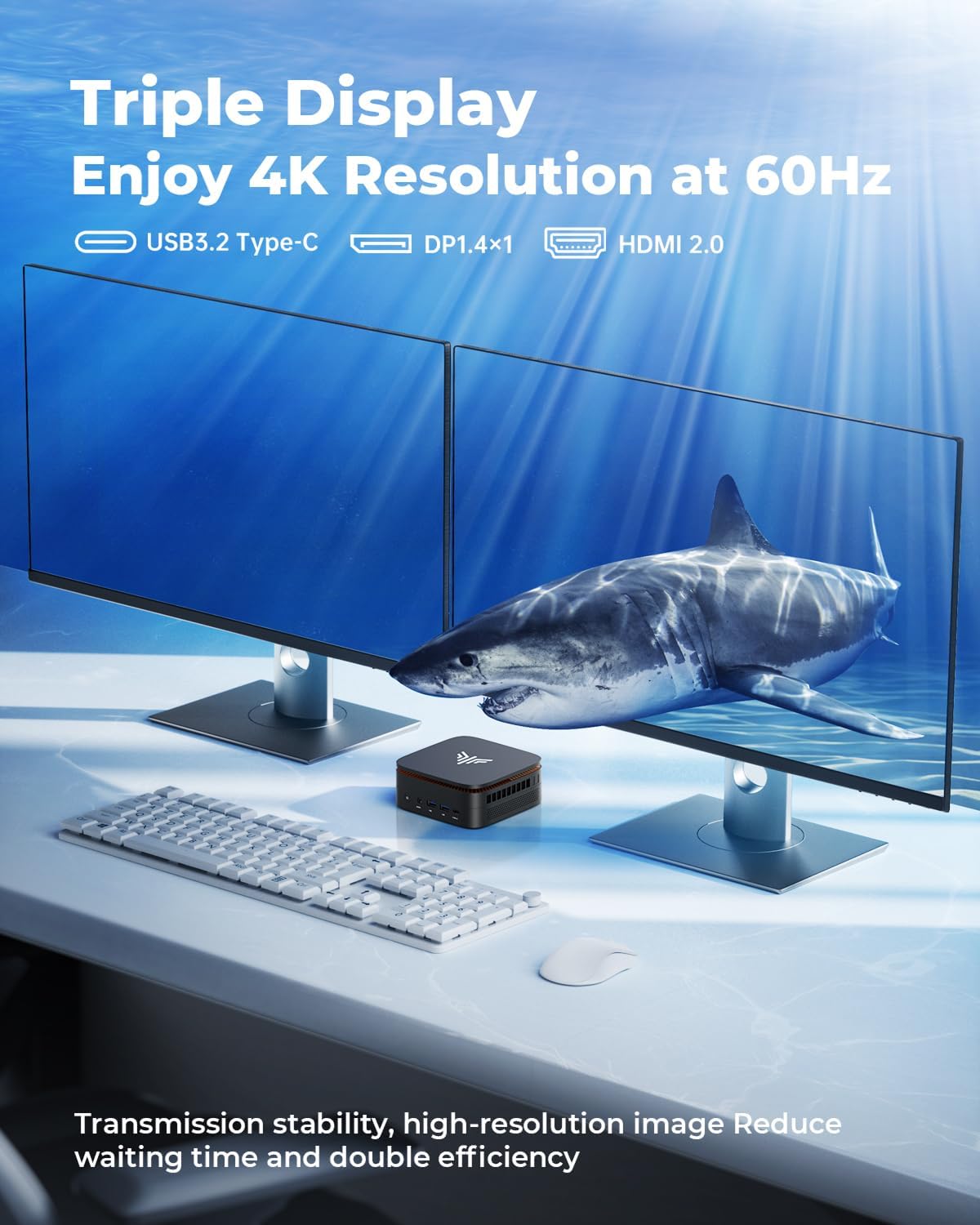 KAMRUI Pinova P1 Mini PC, AMD Ryzen 3250U (up to 3.5GHz), 16GB DDR4 RAM 512GB M.2 SSD, Mini Desktop Computer Support Triple 4K, WiFi, Ethernet for Business, Office, Home - Image 7