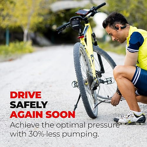 Miniatura 2 de Pro Bike Tool Bomba de bicicleta con manómetro que es compatible con Presta & Schrader  Inflado preciso  Mini bomba de llanta para bicicleta de