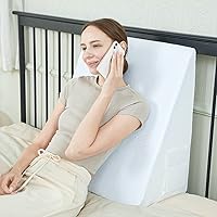 Vista 7 de Almohada de cuña de cama, cuña triangular, parte superior de espuma viscoelástica de enfriamiento de bambú, almohada de cuña de soporte elevado