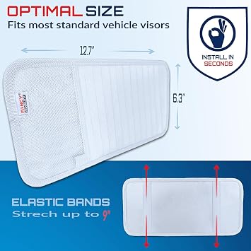 CD Case Holder for Car - Sun Visor Organizer for 12 CDs/Dvds, 1 Mesh Pocket & 1 Horizontal Pen Holder - Safe, Ergonomic Design (WHite)