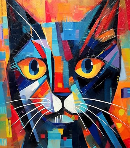 Kits de pintura por números para niños y adultos principiantes, colorido animal lindo gato, pintura de números, kits de manualidades, juego de