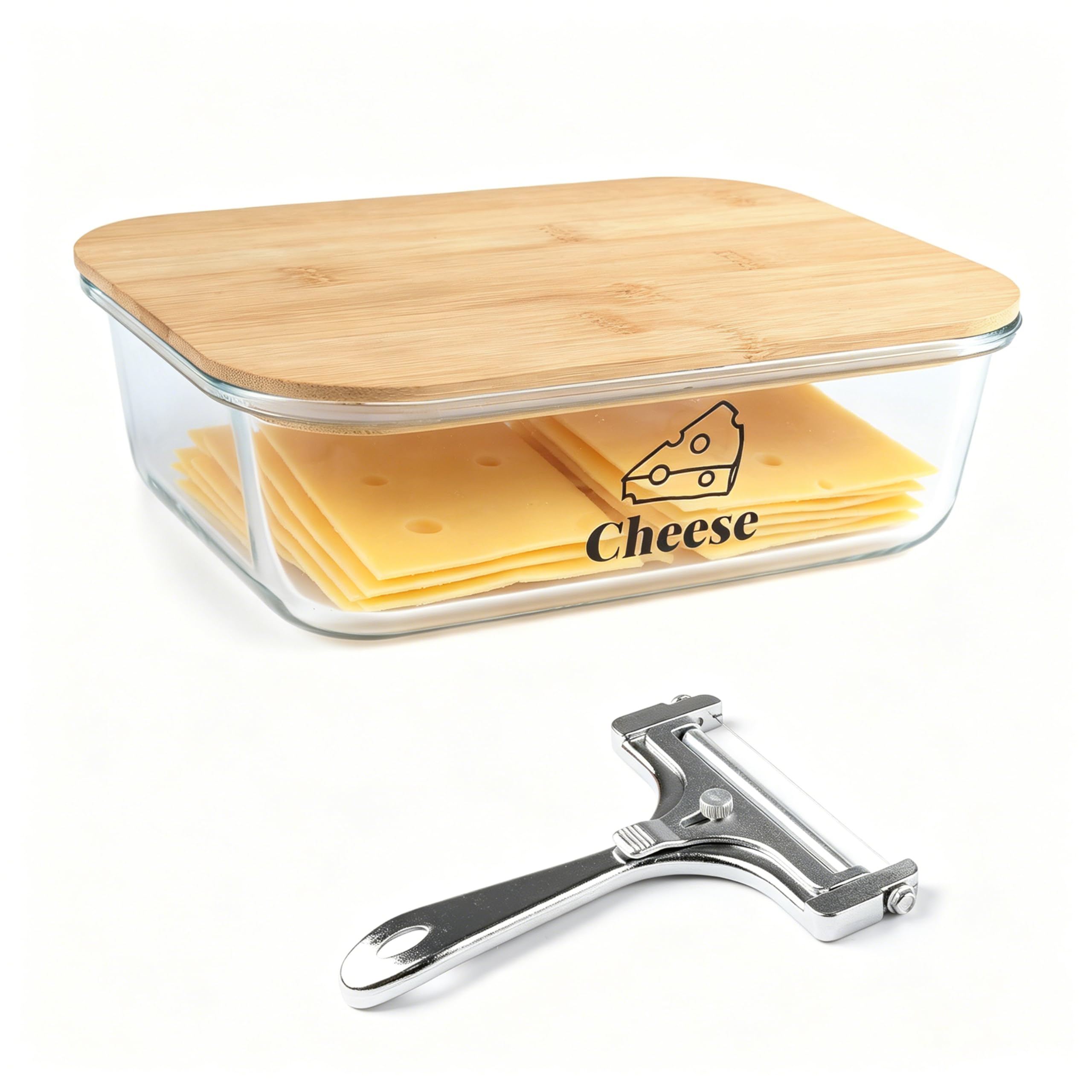 Hynorian Käsebox aus Glas mit Deckel & Käsehobel – Luftdichte Frischhaltedose Käse, Transparente Käse Aufbewahrungsbox für Kühlschrank mit Käse Schneider Set, Ideal für Cheddar, Gouda & Aufschnitt Küche, Haushalt &