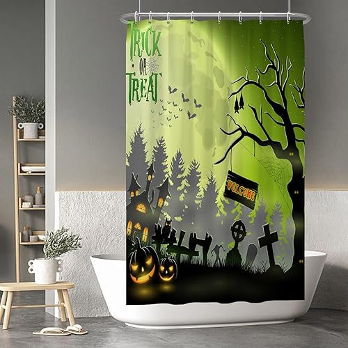 Miniatura 135 de Baocicco Juego de cortinas de ducha de fantasmas de Halloween, encantadores fantasmas de dibujos animados, divertidos trucos o tratos, cortinas de