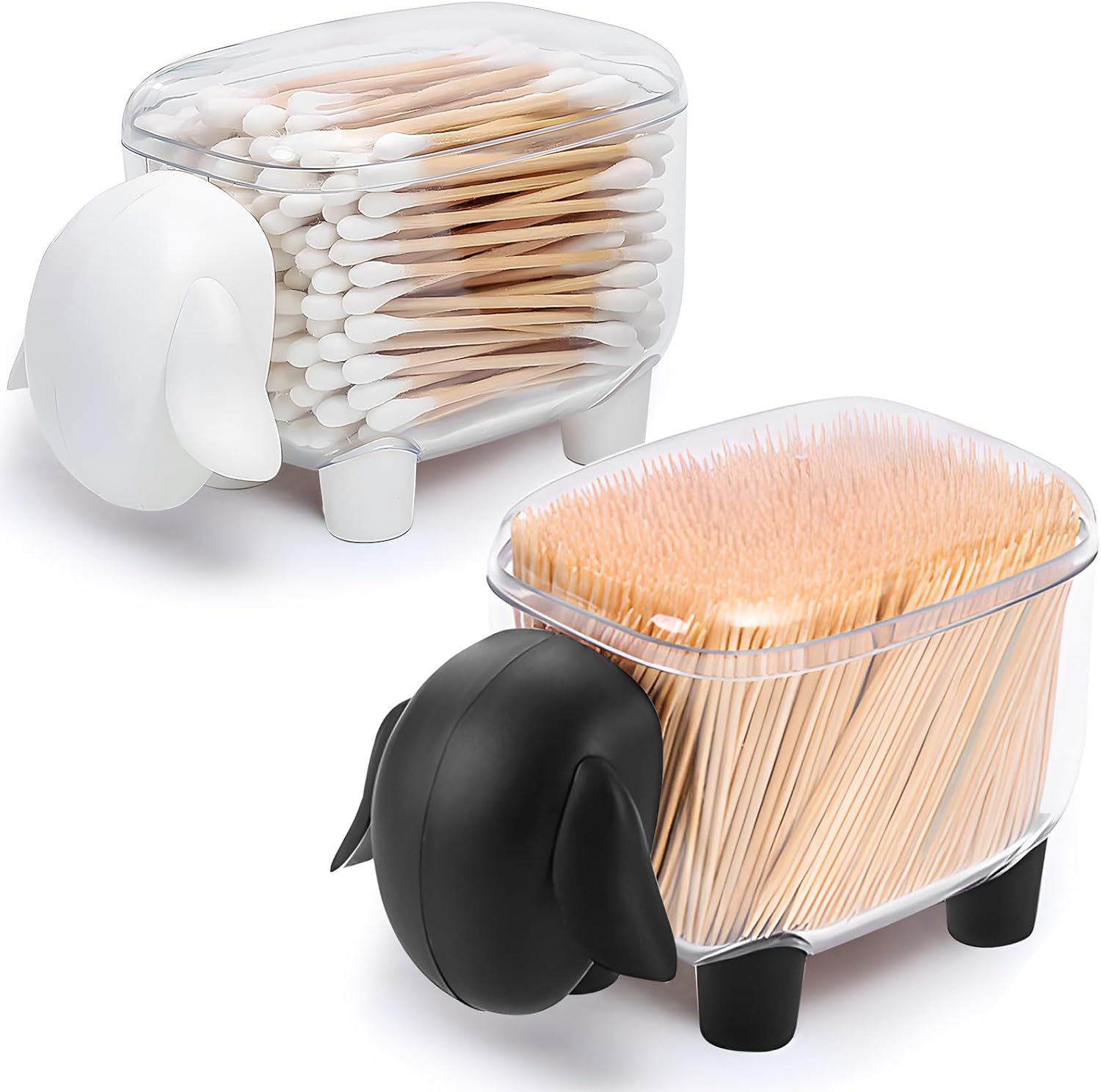 2 Pack Clear Qtip Holder Dispenser, Cute Sheep Shape