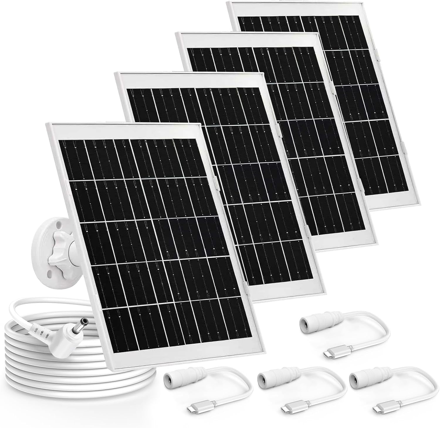 4 Pack Solar Panel Charger Compatible with Ring Solar Panel (2nd Generation), 8W Ring Outdoor Camera Plus,Outdoor Cam (Stick Up Cam), Stick Up Cam Pro, Spotlight Cam Plus, Spotlight Cam Pro 10FT Cable