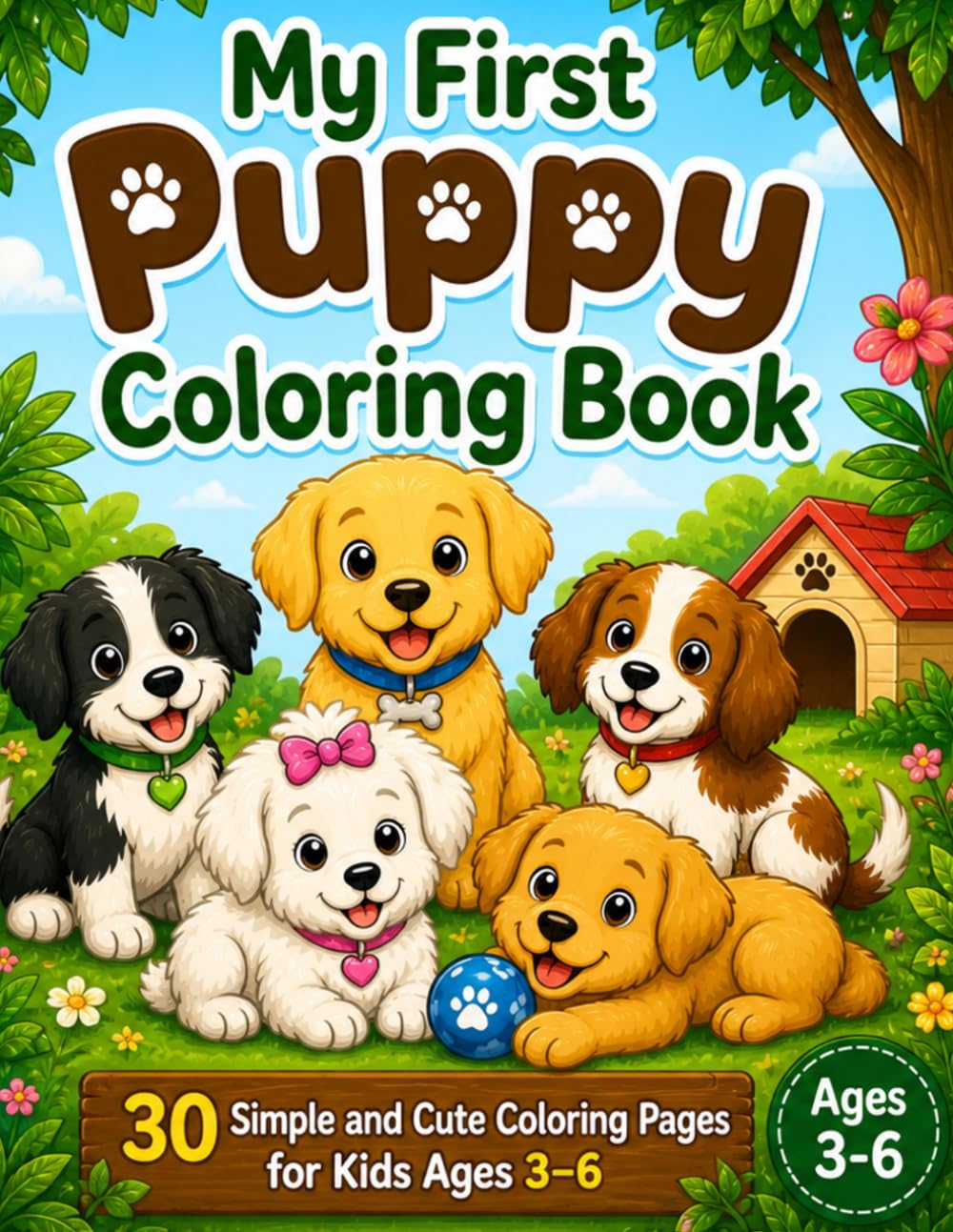 My First Puppy Coloring Book: 30 Simple and Cute Puppy Coloring Pages for Kids Ages 3–6 | Easy, Bold Designs for Toddlers and Preschoolers