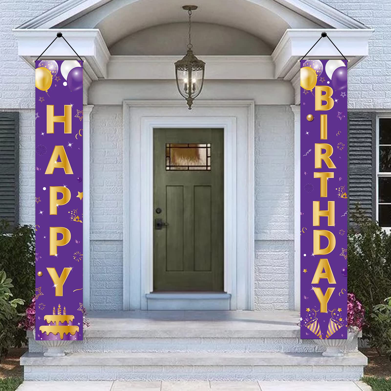 Happy Birthday Türbanner Lila Gold – Wiederverwendbare Partydeko Für Jeden Geburtstag