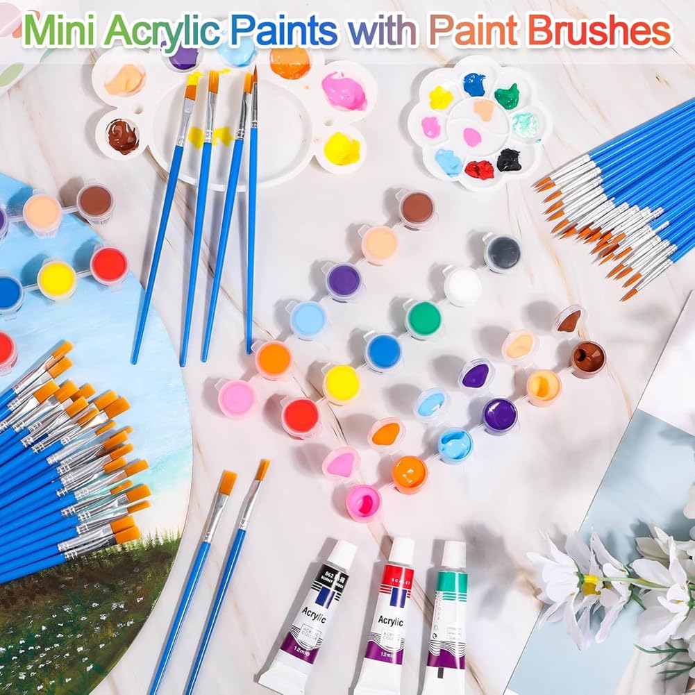Mini Juego de Pintura Acrílica para Manualidades, 12 Colores Individuales de Pintura de Arcilla Acrílica para Manualidades para Fiesta de CumpleañosSip & Paint Night