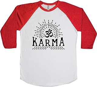 [Aum] Karma Unisex Baseball Long Sleeve Tee White-Red X-Large