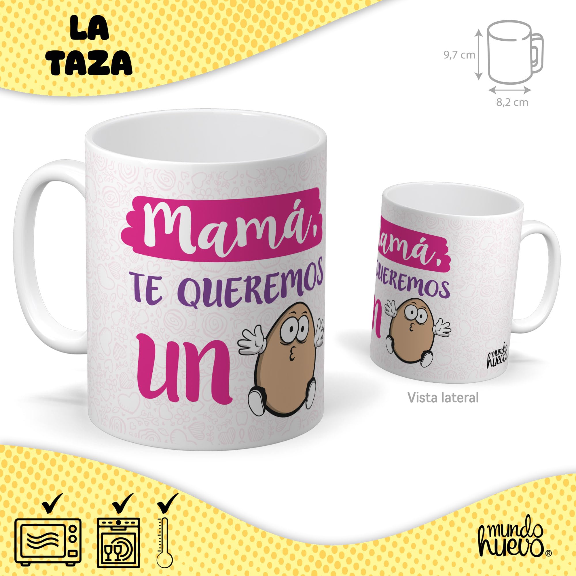 Mundohuevo Taza Personalizada Mama TE Queremos UN Huevo y Caramelos de Broma MAMACOMPLEX 350 ml
