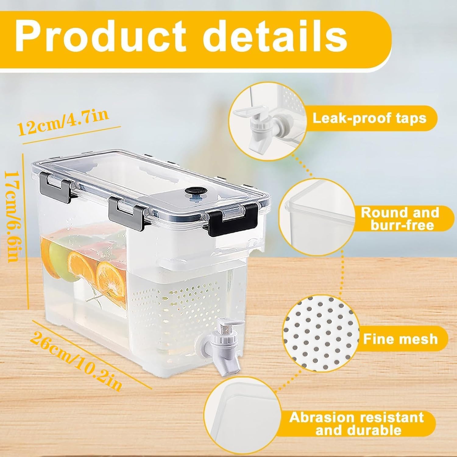0.9 Gallon Drink Dispenser with Spigot, fridge water dispenser,drink dispenser for parties Juice Dispenser for Fridge, Plastic Lemonade Dispenser for Water, Milk, Beer, Outdoor Party