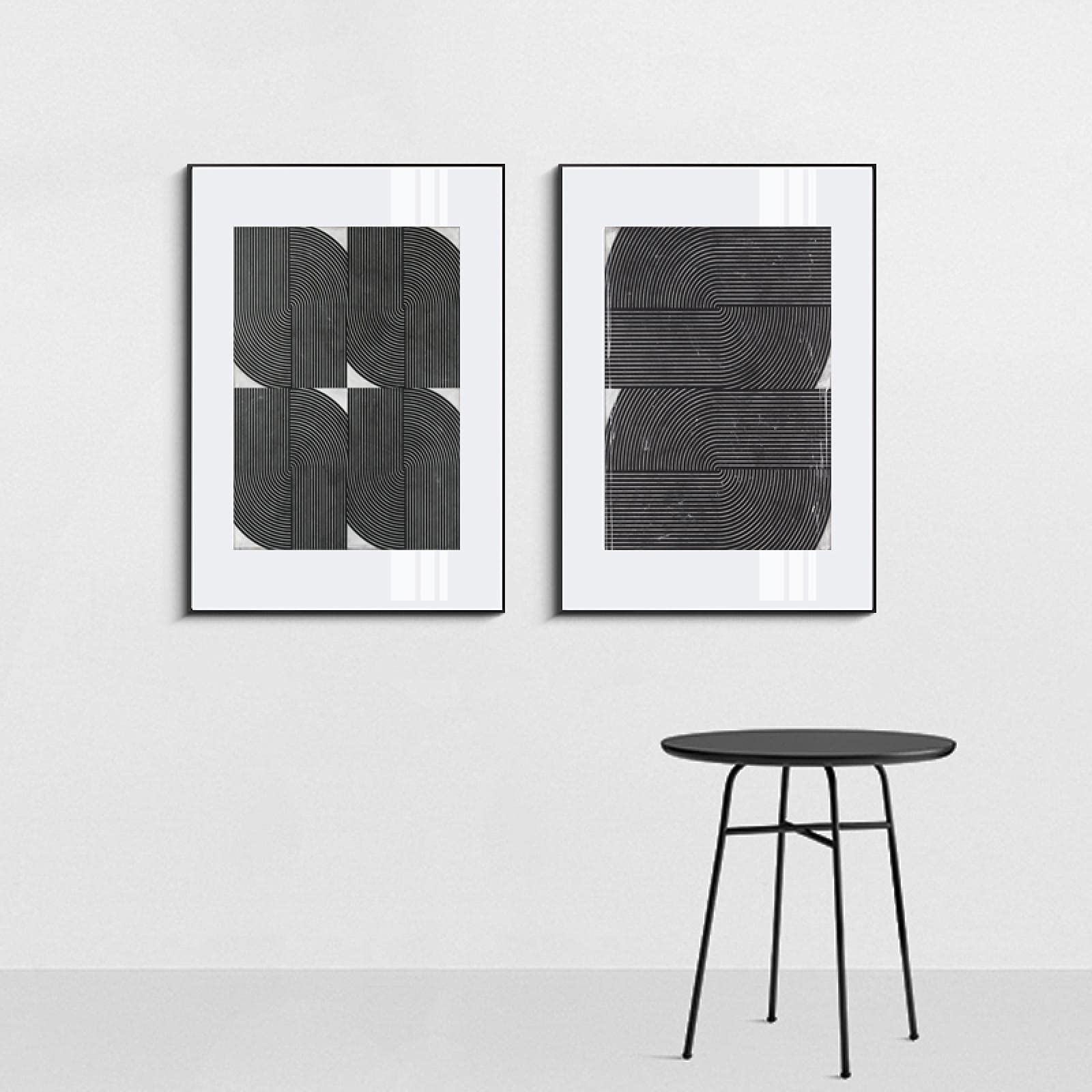 Toile peinture art mural noir et blanc 60x90cm lot de 2 affiches nordiques salon sans cadre - 6