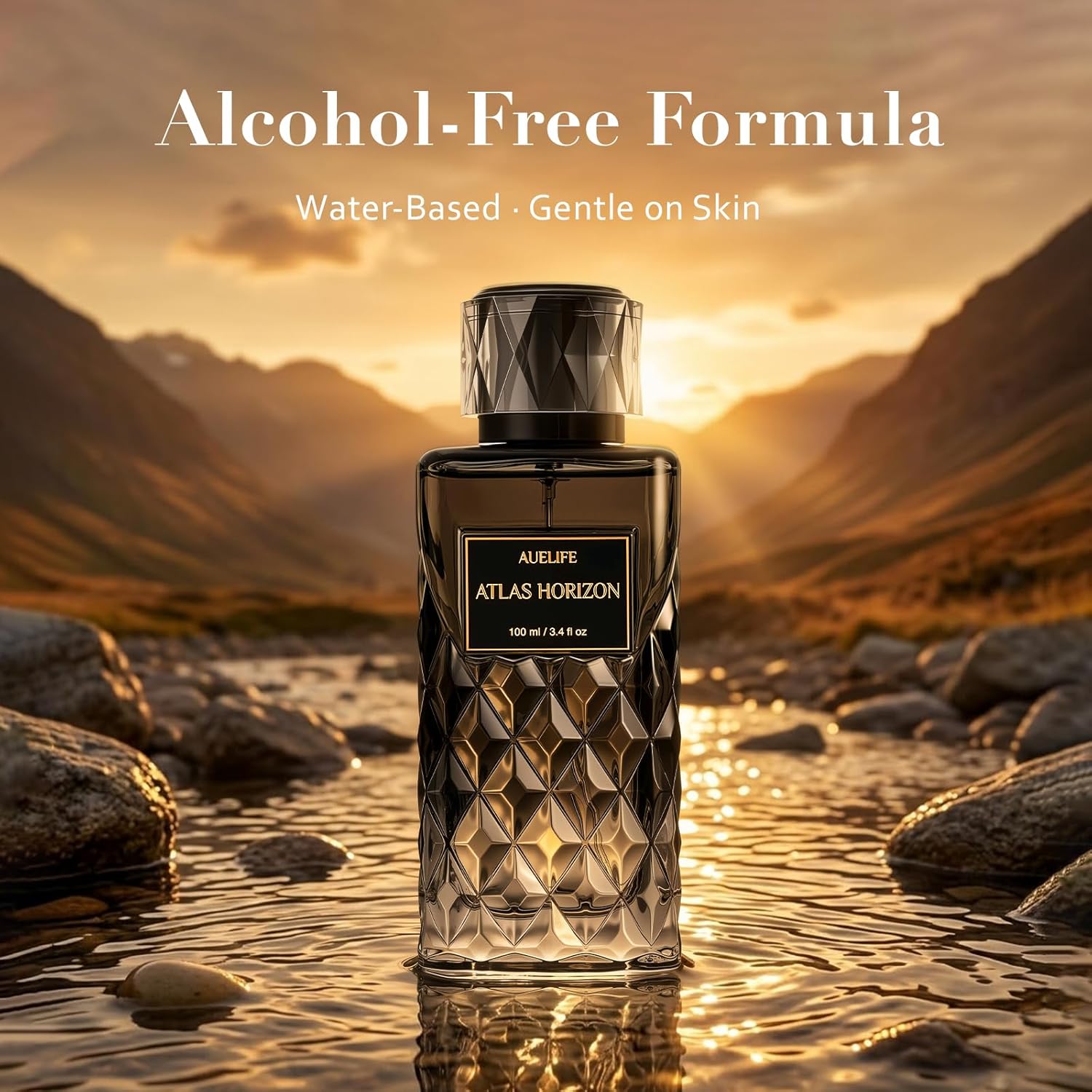 Auelife Cologne for Men, Alcohol-Free Long Lasting Perfume Fragrance, Woody Spicy Scent with Citrus, Pepper, Patchouli & Amber, 100ml / 3.4 Fl Oz, Daily Wear, Father’s Day Gift (ATLAS HORIZON)