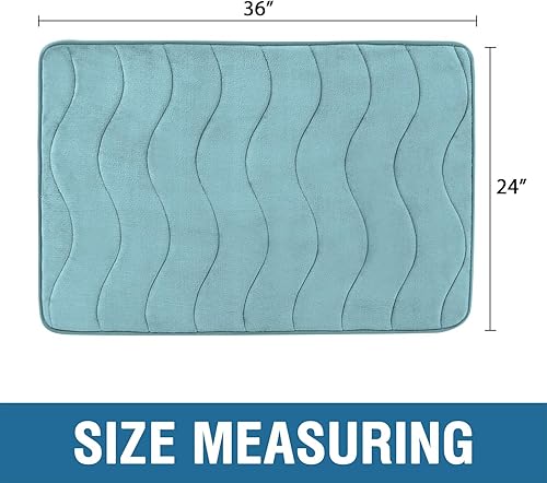 Vista 112 de Flamingo P Tapete de baño de espuma viscoelástica, extra largo, antideslizante, absorbente de agua, grueso, suave, lavable, 47 x 17 pulgadas