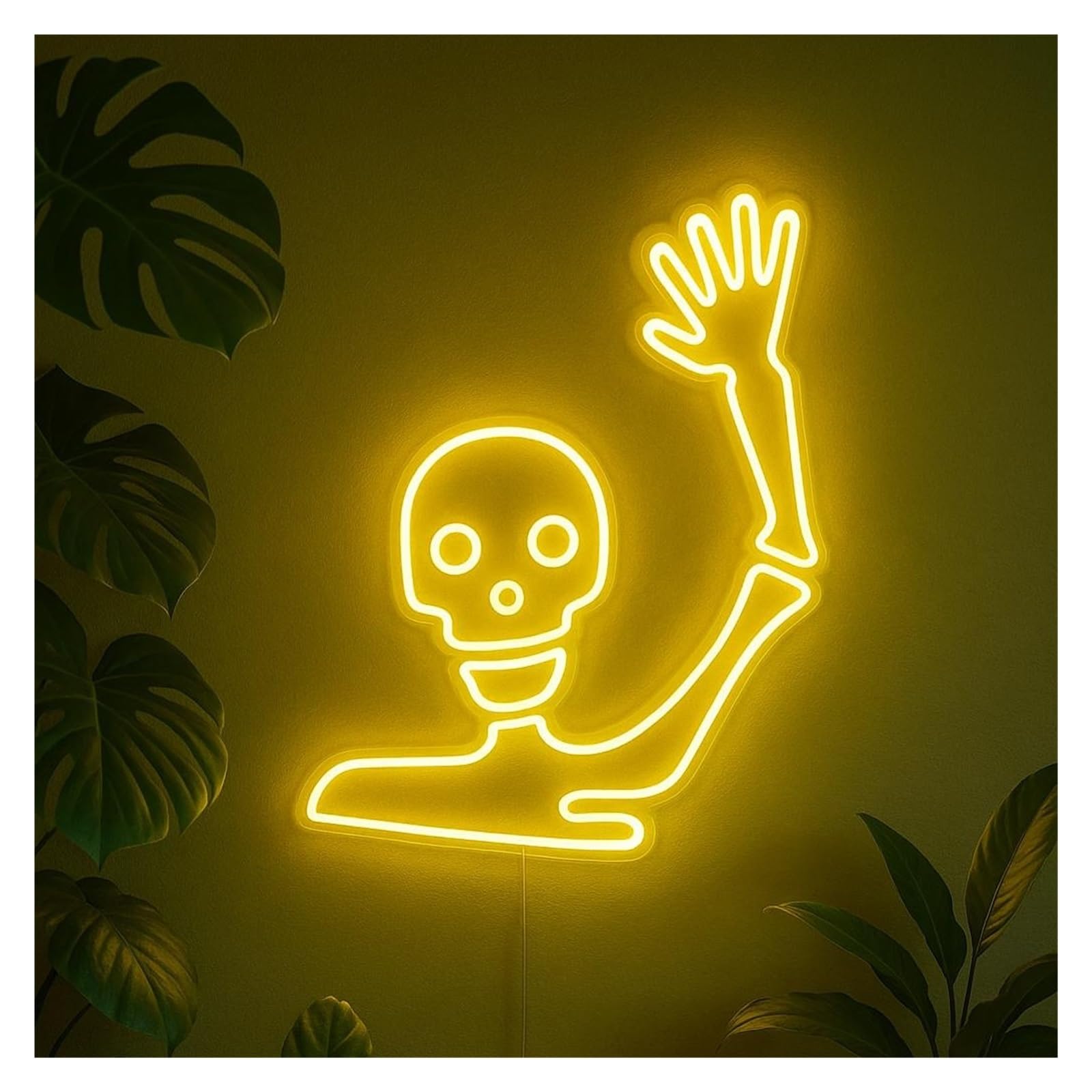 Shouxi A Sign Lamp Waving Skull Neon Sign, Suitable For Bedroom Or Game Room Wall Decor With Dimmable 51Cm
