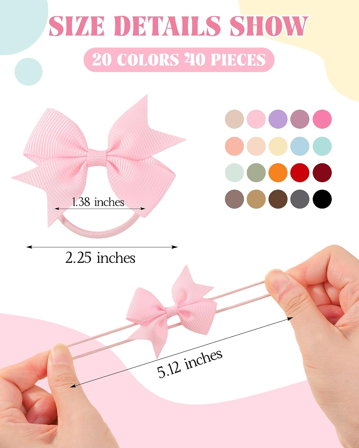 Jollybows 40PCS Bows for Baby Girls Ties Baby Hair Accessories image 2