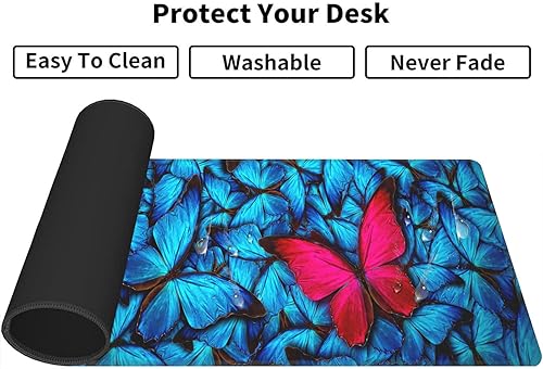 Miniatura 4 de Alfombrilla de mouse extendida para juegos con bordes cosidos, alfombrilla de mouse grande con base de goma antideslizante, para estudiar, trabajar,