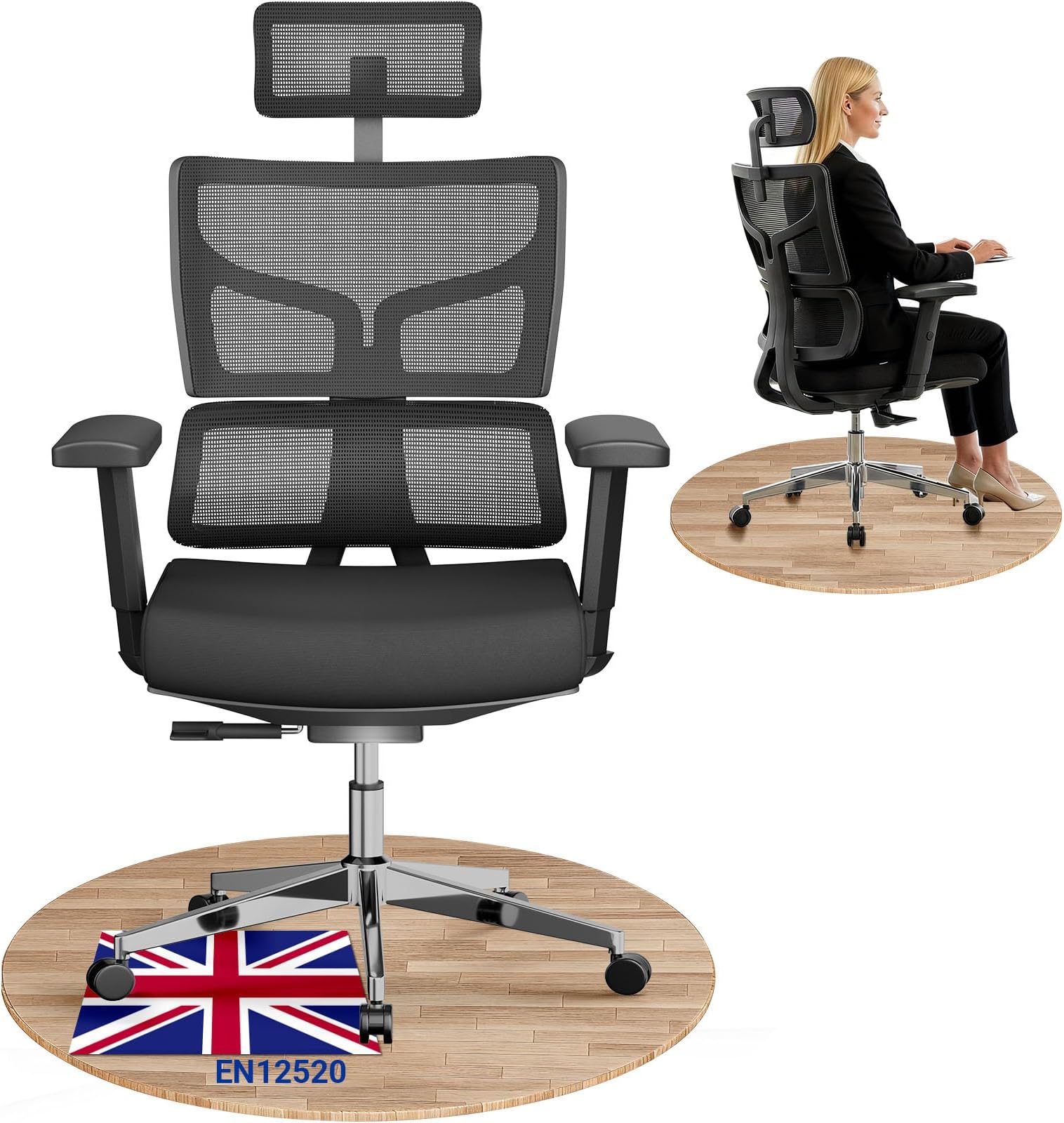 200kg 440LBS Ergonomic Office Chair for Heavy People, Mesh Wide Heavy Duty Chair XL with Auto-chasing Lumbar, Upgrade 3D Widened Arm, Big and Tall 90° 110° 122° Lock, Gaming Desk Chair EN12520