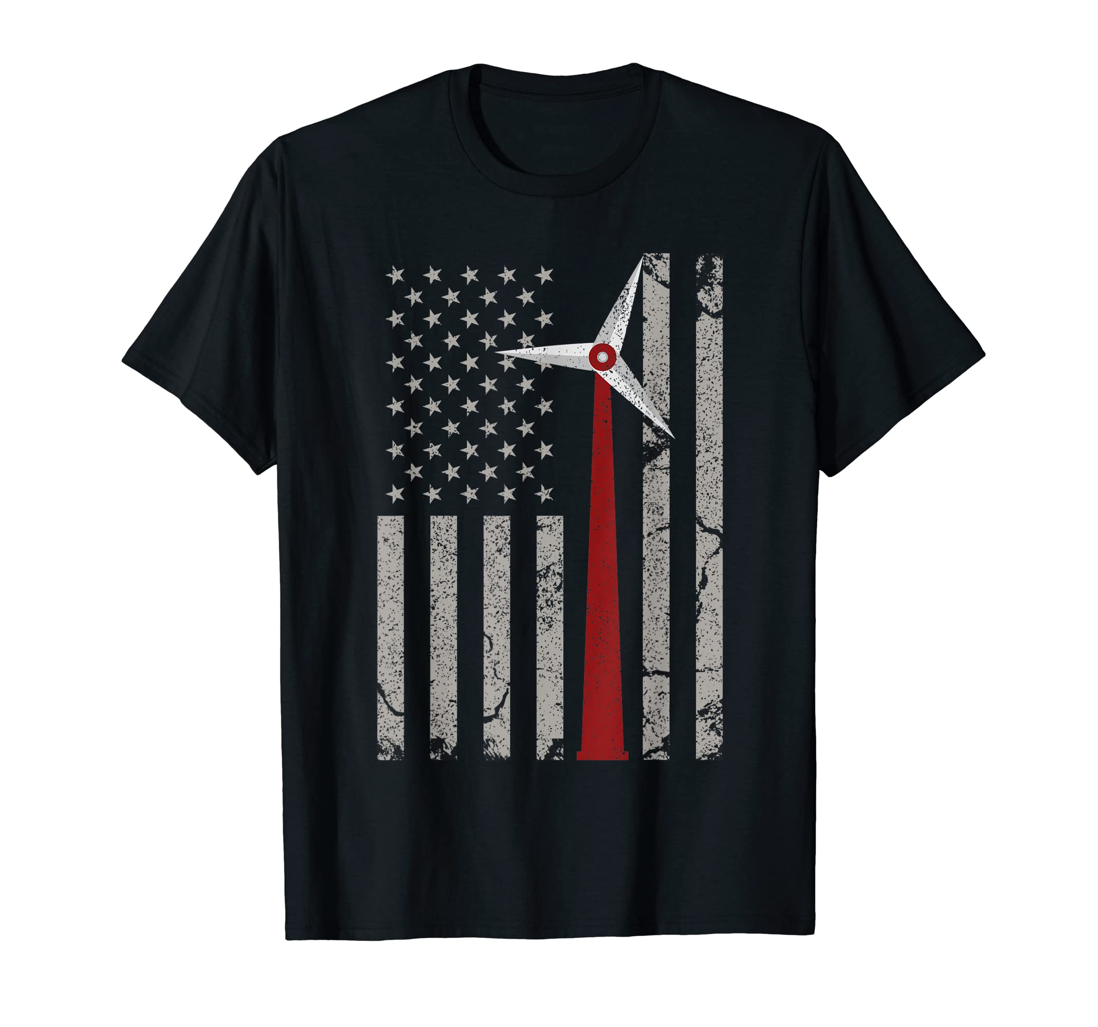 American Flag Engineer T-shirt Wind Turbine T-Shirt