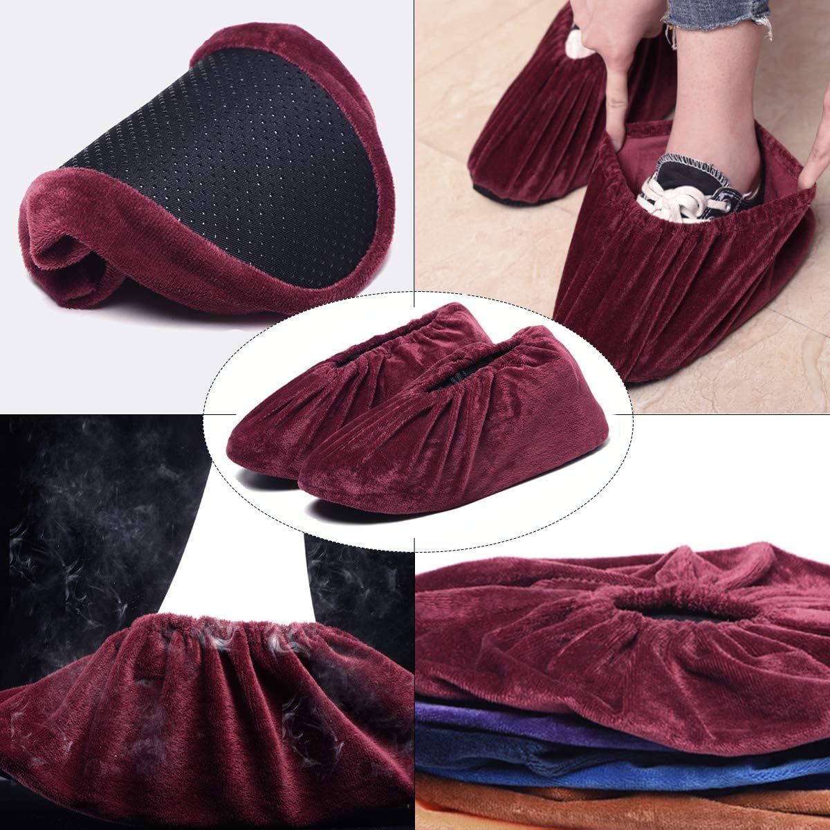 Black Friday - 70% OFF 6 Pairs Reusable Shoes Covers Non-slip Washable Boot Shoe Covers Thick Indoor Foot Cover Men and Women (6 Pairs)
