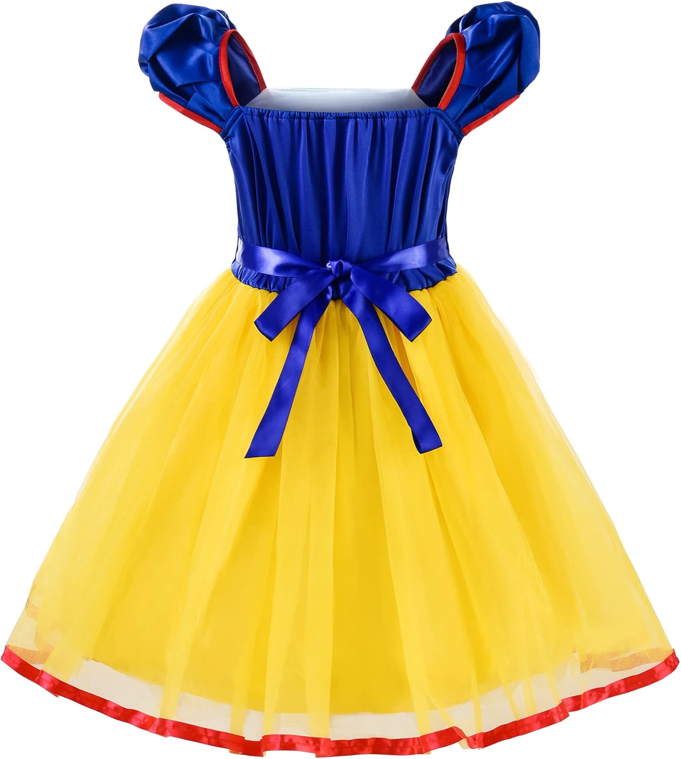 ReliBeauty Girls Elastic Waist Backless Princess Dress Costume with Accessories Yellow, 6-7/140 - Image 2