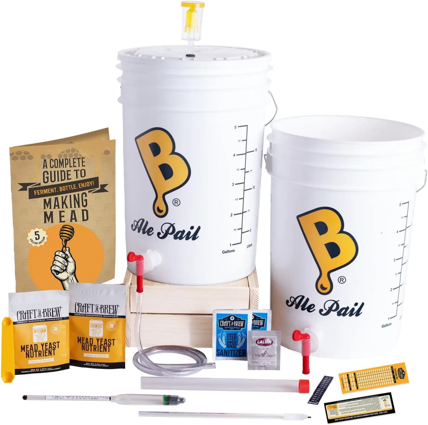 Craft A Brew - 5 Gallon Mead Kit - Easy for Beginners - At Home Mead Making Kit - Includes Ingredients & Reusable Equipment - Brew Semi-Dry Honey Wine - Makes up to 4 5-gal Batches