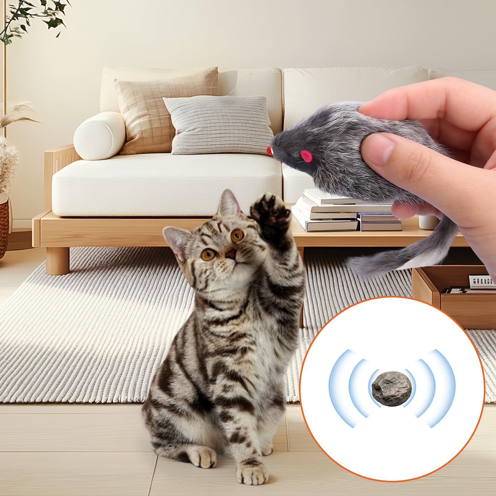 Juego de 10 ratones de juguete con piedra sonora empapada en hierba gatera, juguetes para gatos para todas las razas de gatos, los ingredientes son inofensivos. Paquete mixto de 10 unidades en tres