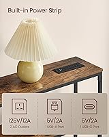 Vista 4 de VASAGLE Console Table with Power Outlet, 2-Tier Narrow Sofa Table with 2 Shelves, 7.9 x 39.4 x 31.5 Inches, for Living Room, Hallway, Entryway