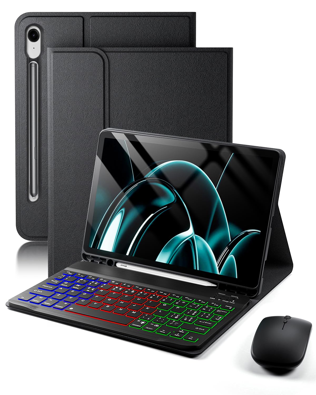 Per Samsung Galaxy Tab S10 Lite/S10 FE(2025)/S9 FE(2023)/Tab S9(2023)/Tab S8(2022)/Tab S7 (2020)10,9-11 Pollici Cover Con Bluetooth Italiano(QWERTY)Tastiera Retroilluminati Mouse Backlit Keyboard Case