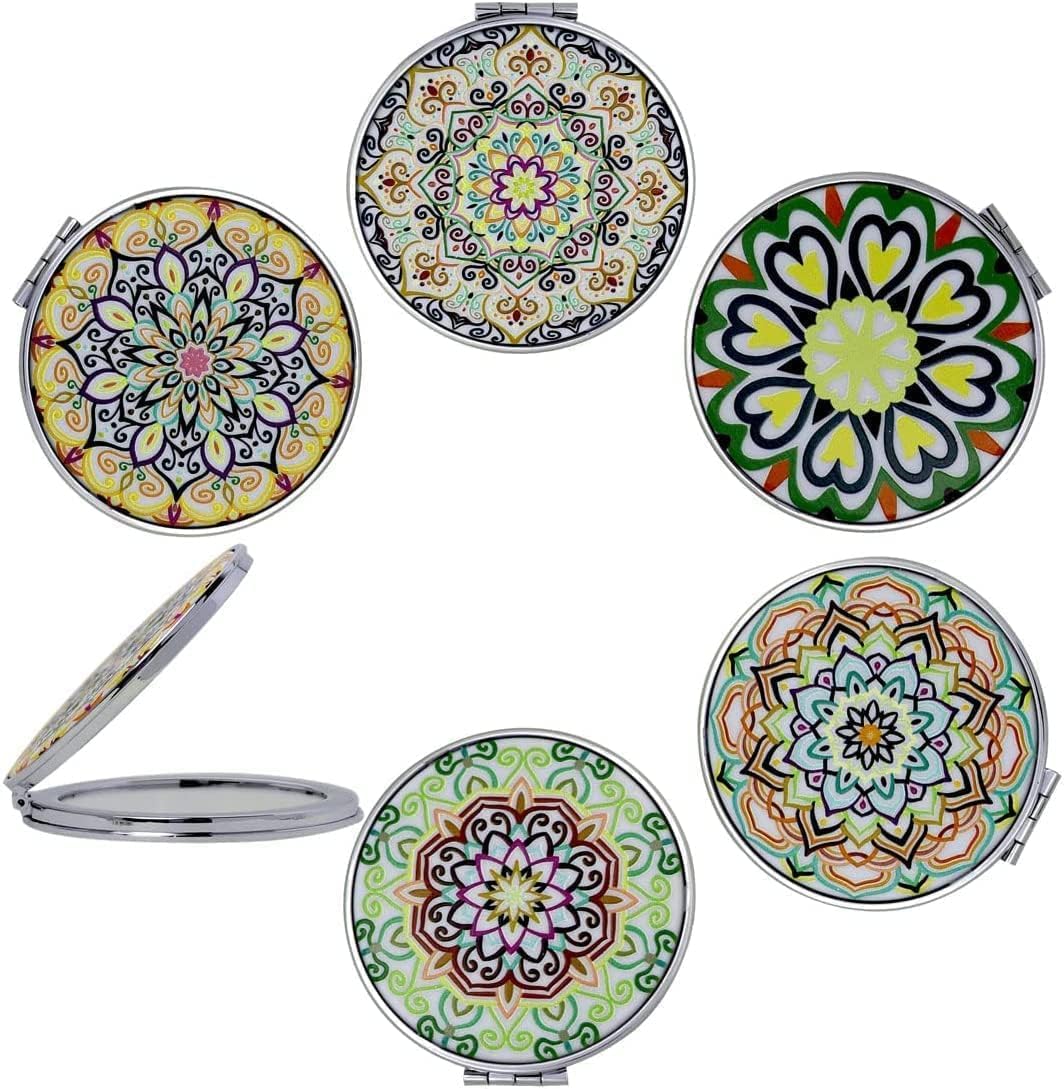 Oval Compact Mirror Round Traveling Portable Pocket Mirror for Girls, Men, and Women Mini Mix Glitter 1X/2X Magnifying Round Metal Pocket Makeup Small Mirror Multi-Design Pack Of 1 psc In This Article-picture-47