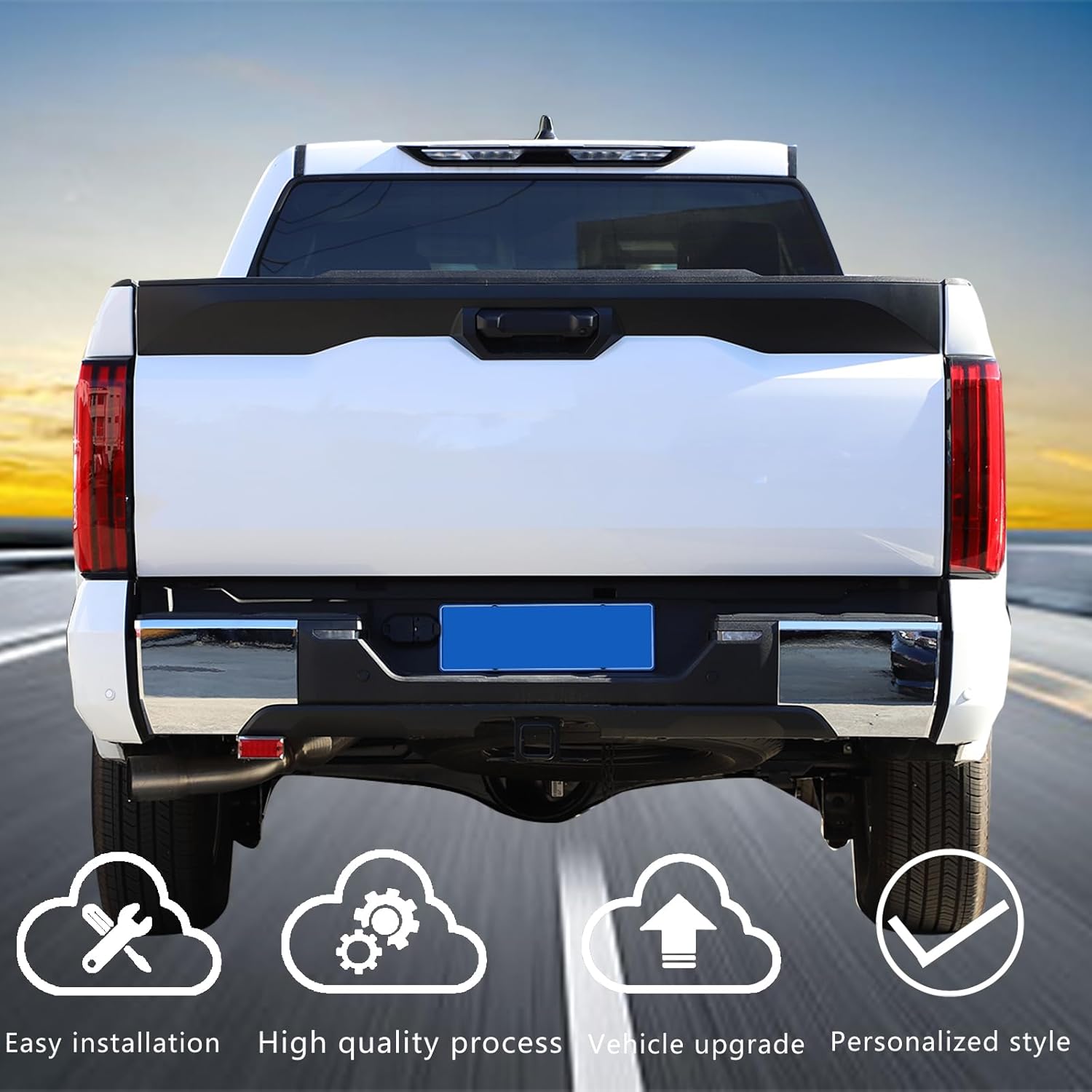 Rear Bumper Protector Corner Cover Trim Compatible with Toyot@ Tundra 2022-2025 ABS Exterior Rear Bumper Protector Corner Anti-Collision Corners Patch Decorative Accessories (Bright Light)