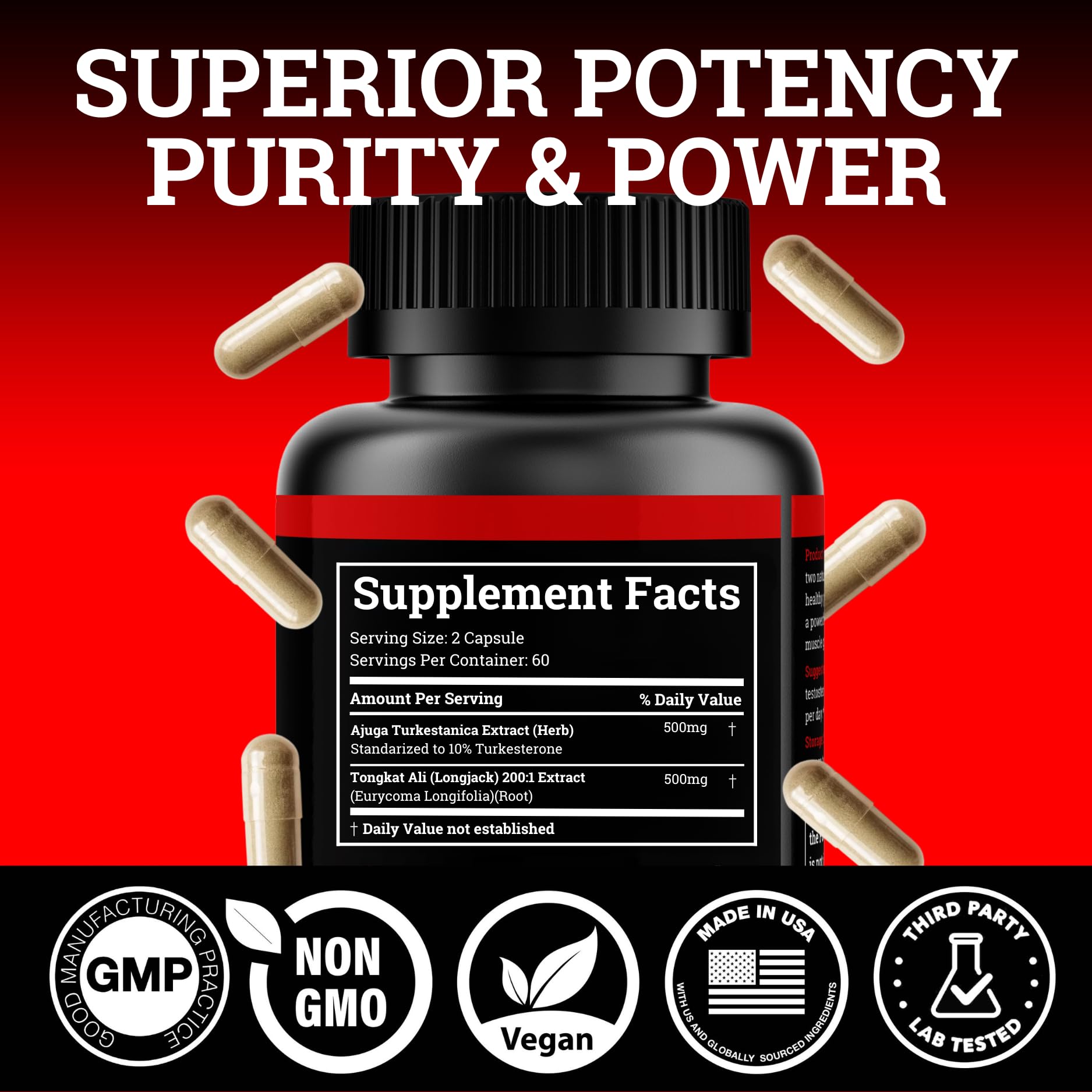 Black Forest Turkesterone Tongkat Ali Supplement 1000mg per Serving (Max Purity 95%) Turkesterone Supplement for Men (Tongkat Ali for Men Longjack 200:1) Similar to Tongkat Ali Fadogia Agrestis — Amazon image 4