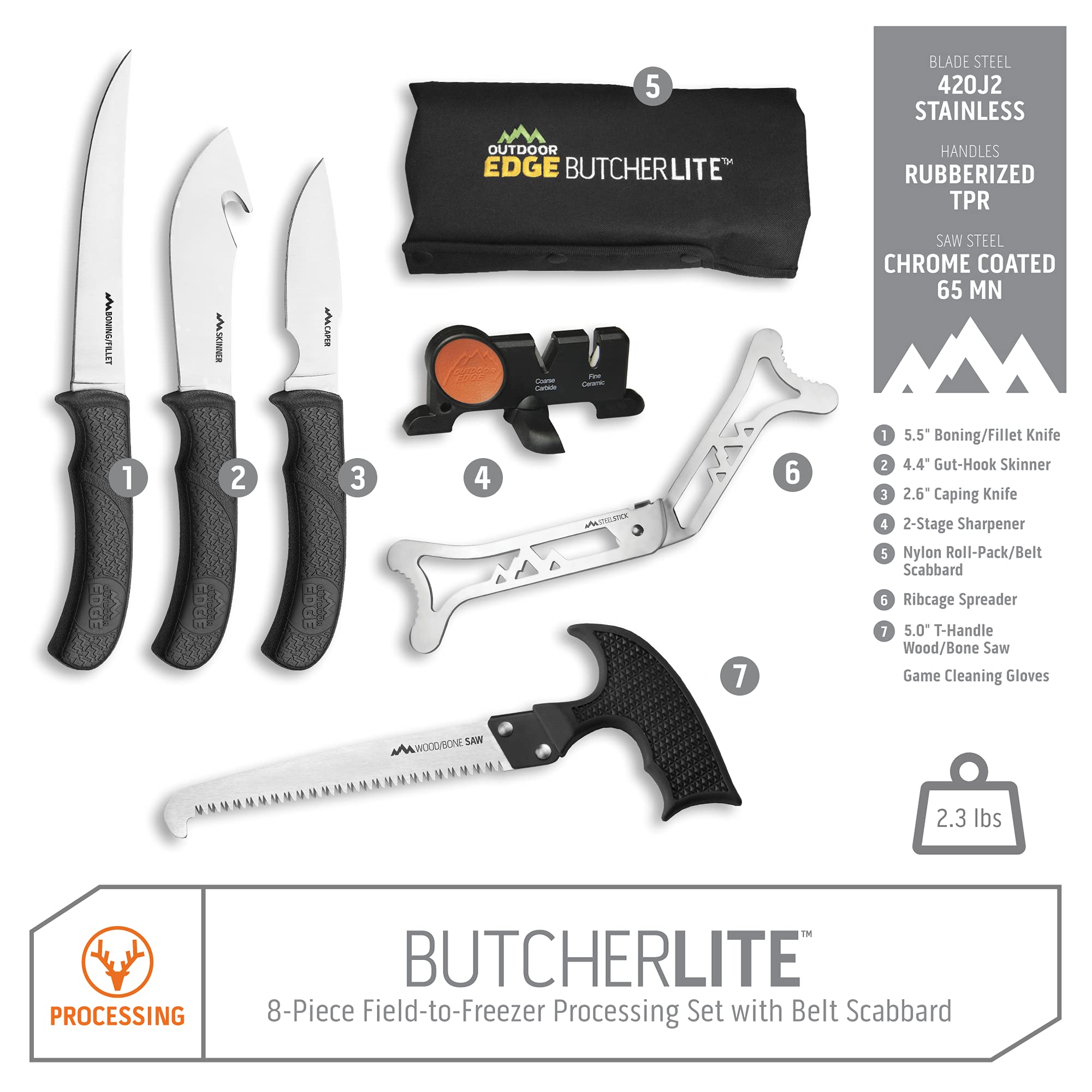 Buy Outdoor Edge ButcherLite, 8 Piece Hunting & Game Processing Knife
