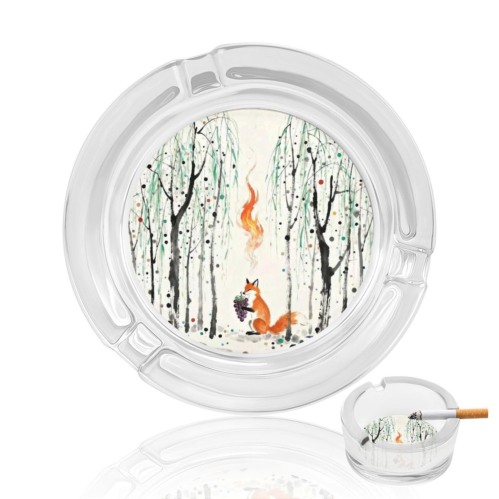 Hlbsdm Fox Grape Glass Ashtrays Round Ash Tray For Smokers Cigarette Ash Holder For Office Indoor Outdoor