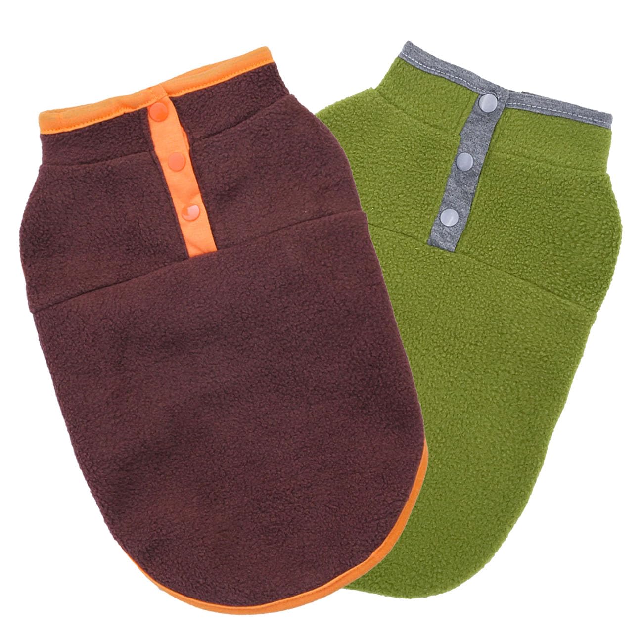 Pack of 2 Dog Sports Vest Dog Jacket Dog Coat with Leash Hole - Fleece Vest Dog Pullover - Warm Dog Jacket - Dog Clothes for Small Dogs Boy or Girl (X-Large, Soild Brown Green)