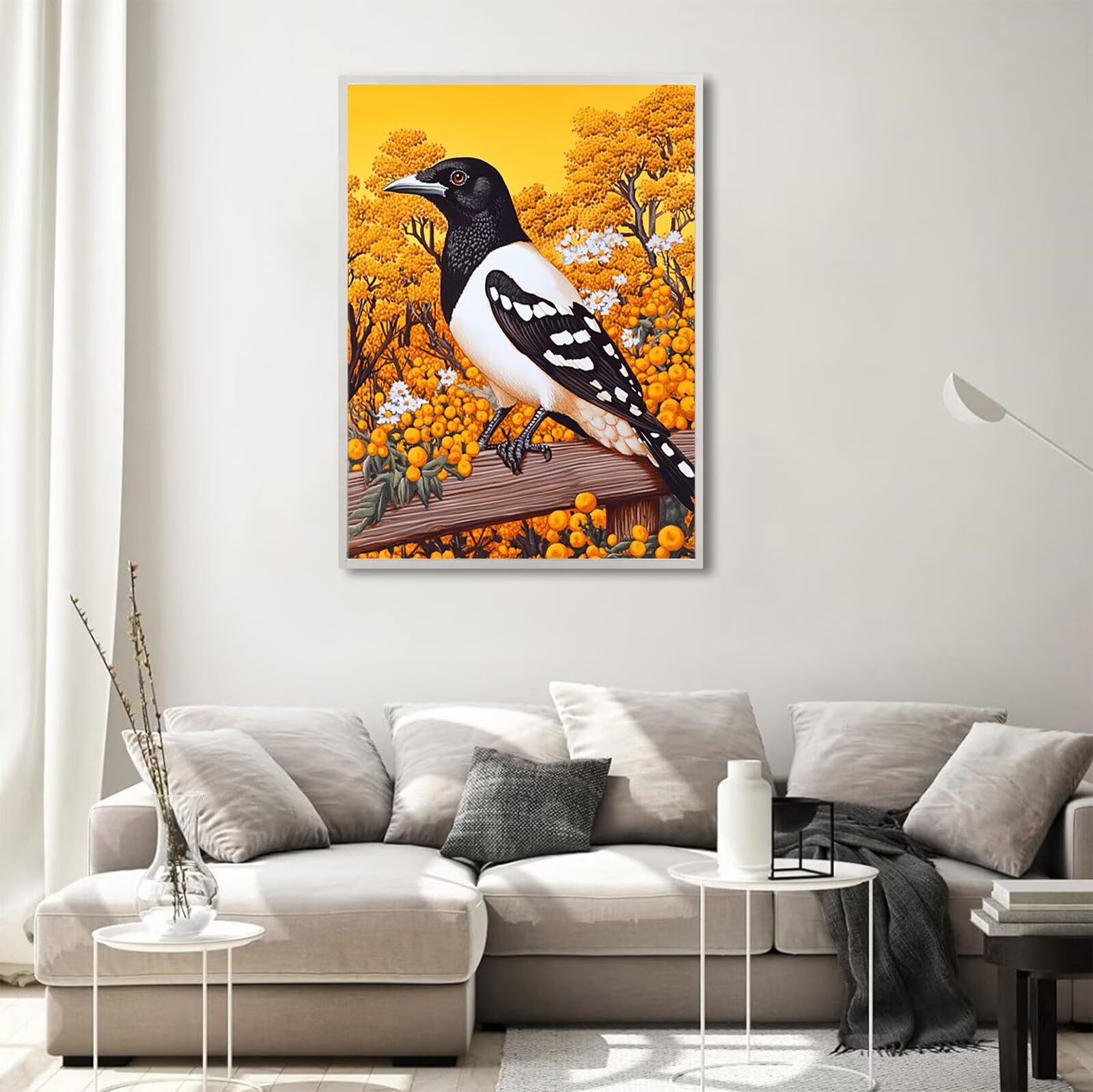 Diamond Painting Erwachsene Gelb 5D Diamond Painting Vogel DIY Set Erwachsene Anfänger, Vollbohrer Diamanten Malerei Stickerei Kreuzstich Bastelset für Zimmer Wand Deko Schlafzimmer 60x90cm, Model680