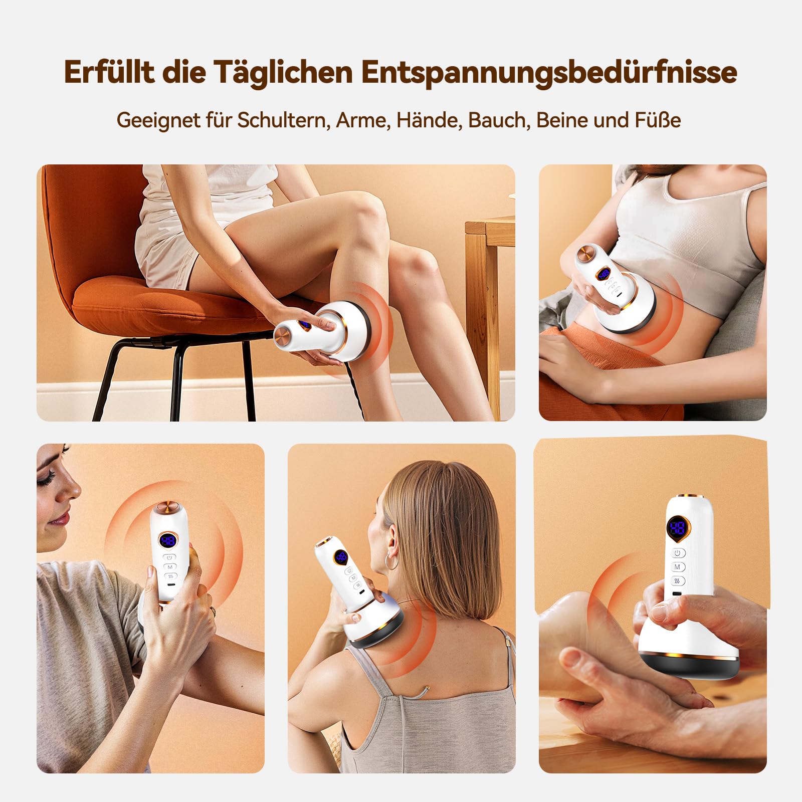 Vibrastone 6.0, Lymphatisches Massagegerät mit 25 Vibration und Heizkombinationen 2026, Gua-Schockwellenmassage für Neuropathie, Krampfadern, Entspannung für Füße, Hände und Rücken, Weiß
